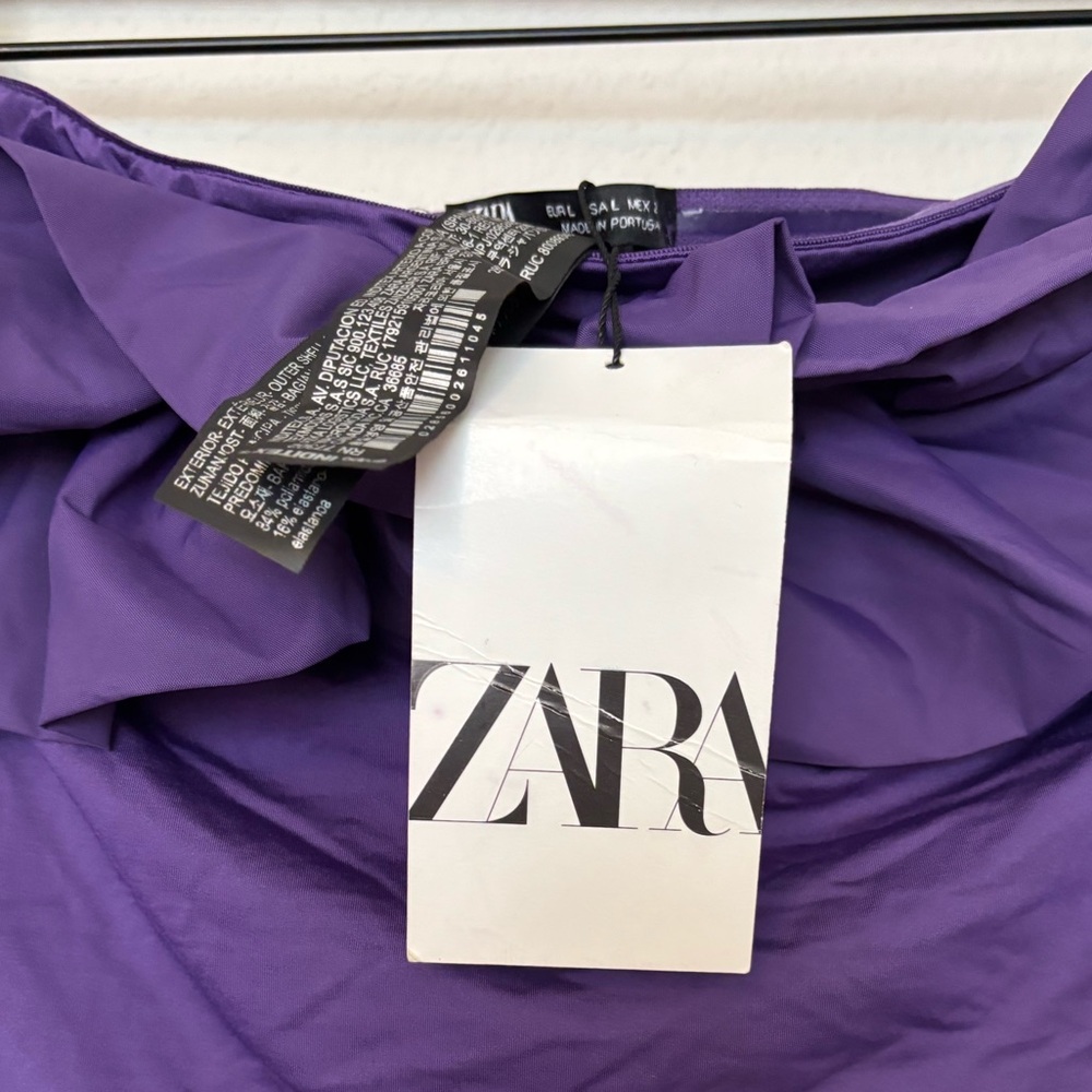 NWT Zara Strapless One Piece Swimsuit purple size large - Picture 5 of 7